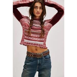 Free People Bali Juniper Wool Cotton Blend Turtleneck Sweater MEDIUM NWT